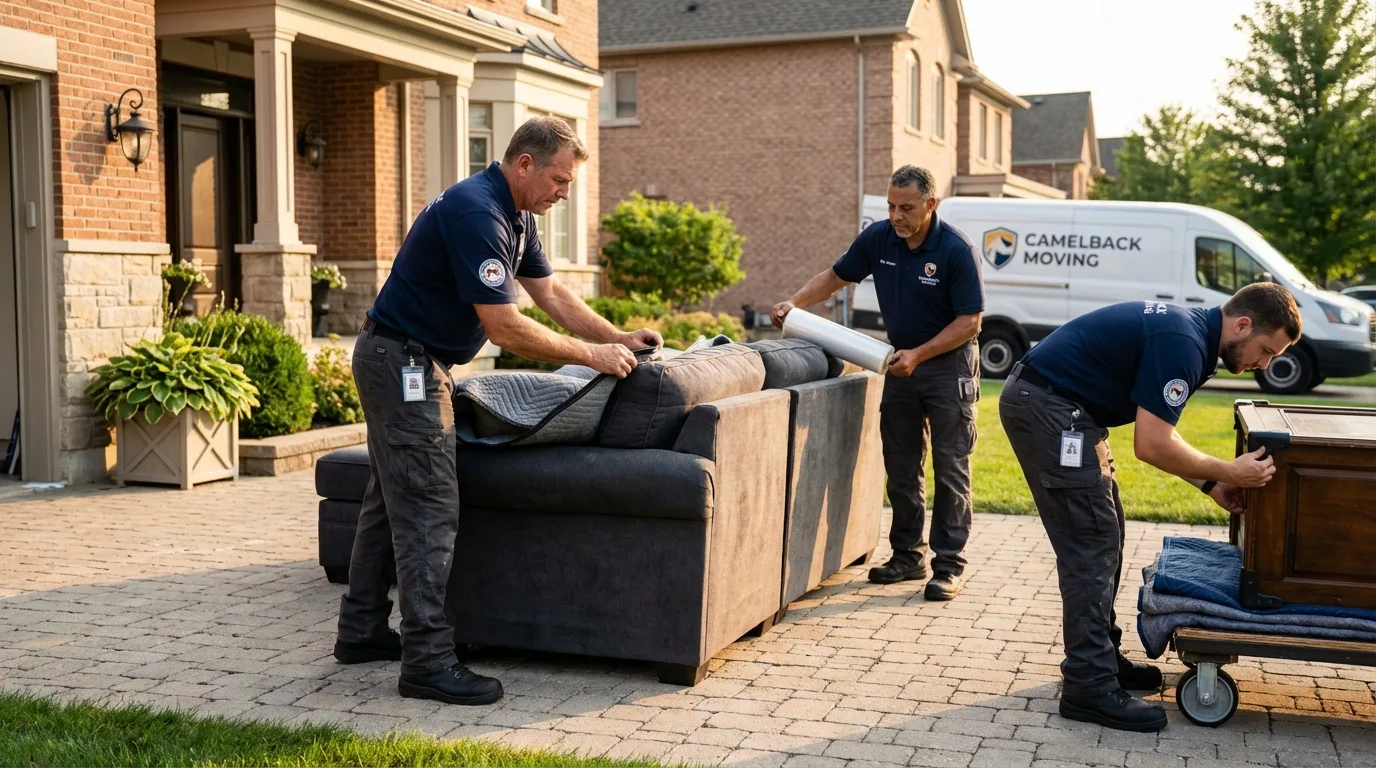 Large estate moving crew wrapping furniture in Mahanoy City, PA
