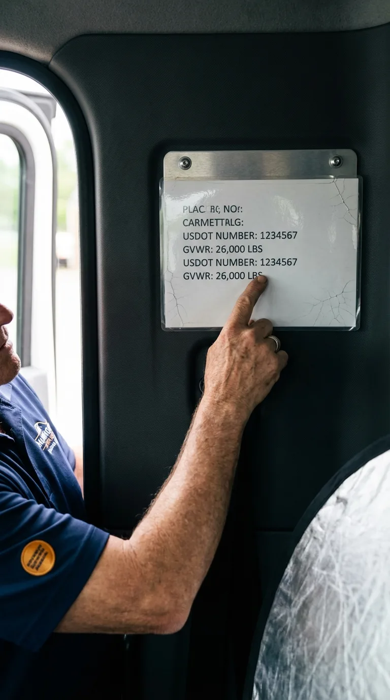 USDOT licensing placard verification in Mahanoy City